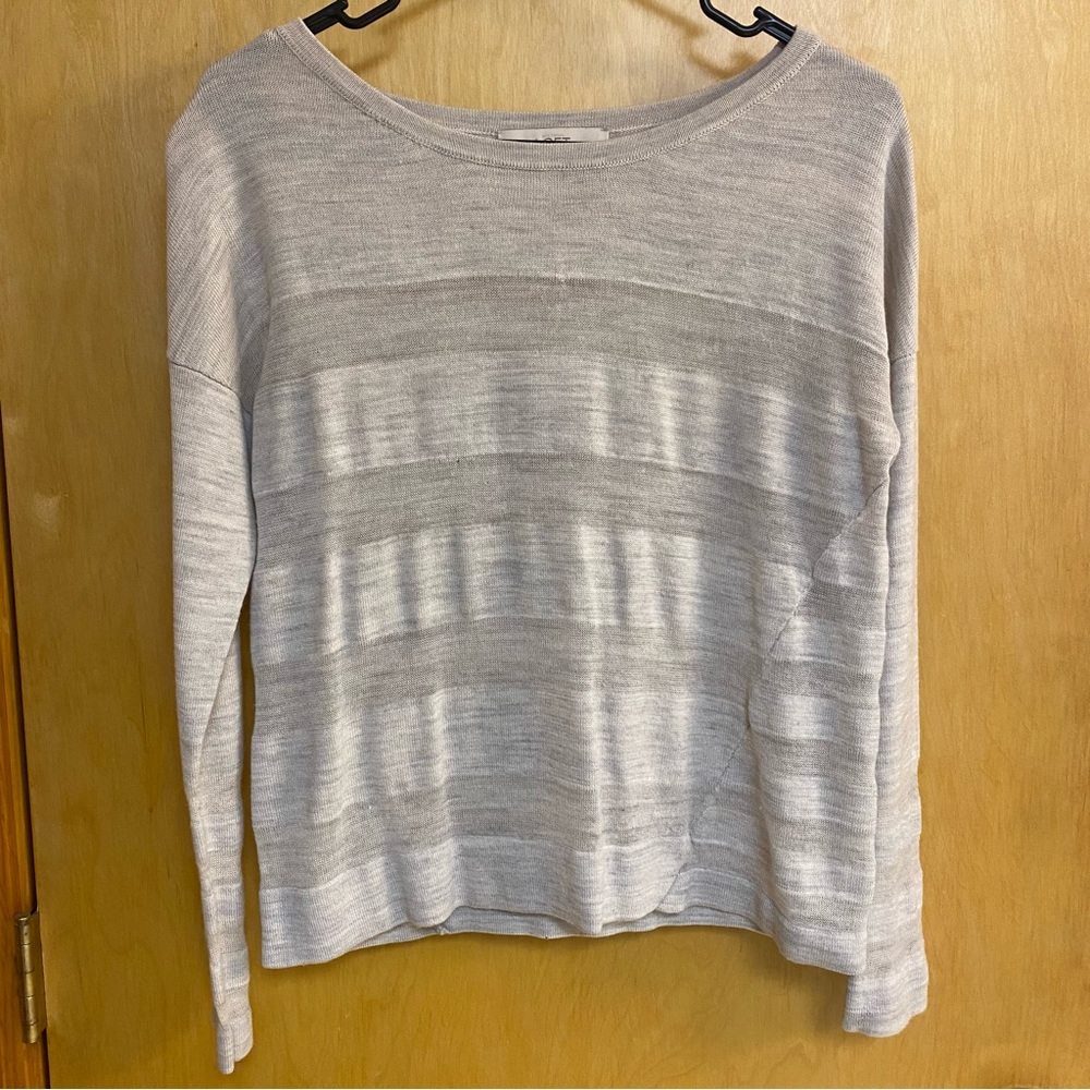 Loft Striped Neutral Tone Thin Mesh Sweater